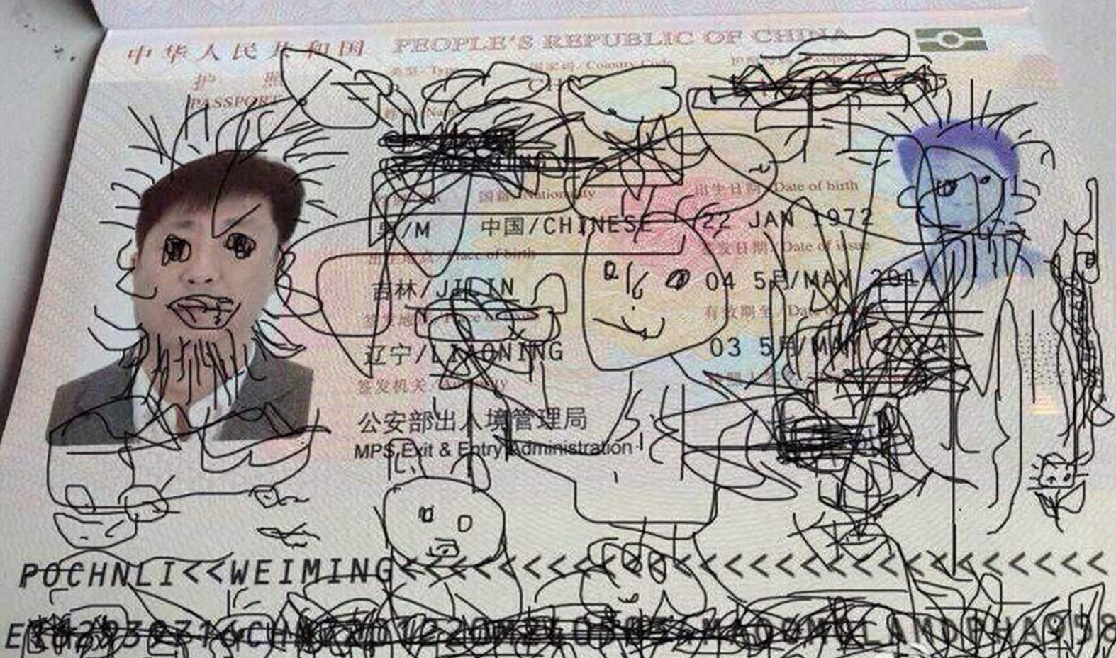 Ребенок разрисовал паспорт