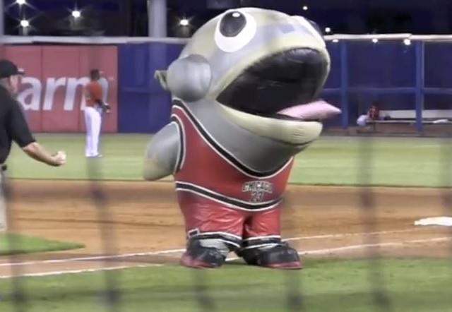 Mascot Eats A Member Of The Field Crew And Spits Him Out!