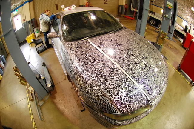 This Incredible Artist Covers Her Husband’s Car In Sharpie Doodles And It is Absolutely Amazing!